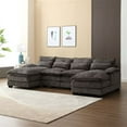 thumbnail image 1 of U-Shaped Sectional Sofa Couch Set, Modern Large Chenille Upholstered 4 Seater Sofa with Double Chaise and Padded Cushions, Modular Sectional Sofa Extra Wide Chaise Lounge for Living Room, Gray, 1 of 7