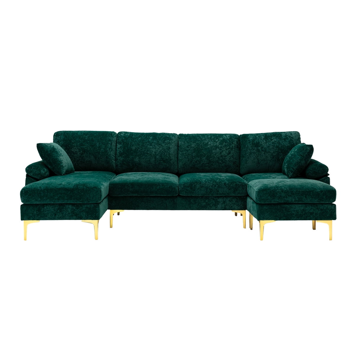 UShaped Sectional Sofa Couches with Movable Ottoman, Upholstered