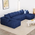 thumbnail image 1 of Wiilayok 130" U Shaped Sectional Sofa Set with Deep Seat Chaise, Modular Cloud Corduroy Sofa Couch for Living Room,4 Seat,Blue, 1 of 7