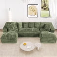 thumbnail image 1 of Wiilayok 130" U Shaped Sectional Sofa Set with Deep Seat Chaise, Modular Cloud Corduroy Sofa Couch for Living Room,4 Seat,Green, 1 of 11