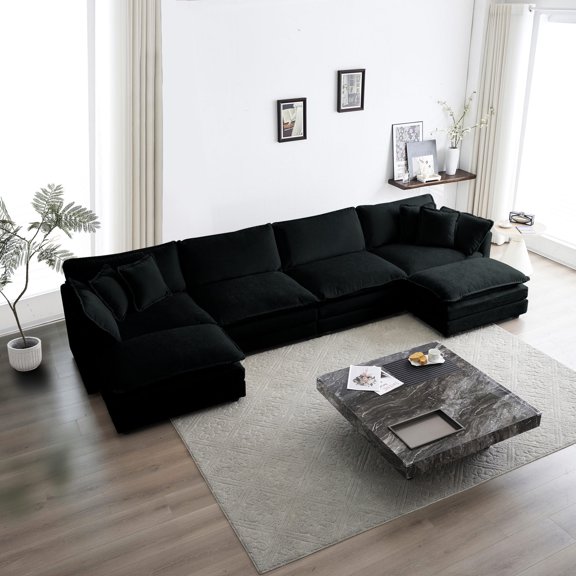 U - Shaped Sectional with Reversible Chaise and Ottomans / Sturdy Frame for Long - Term Use