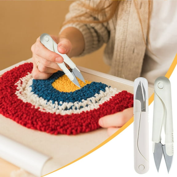 U-Shaped Shears Stainless Steel Thread Clippers with Cover for Sewing Crafting and Fishing Line Cutting(Beige,1-Piece) Rkxzt