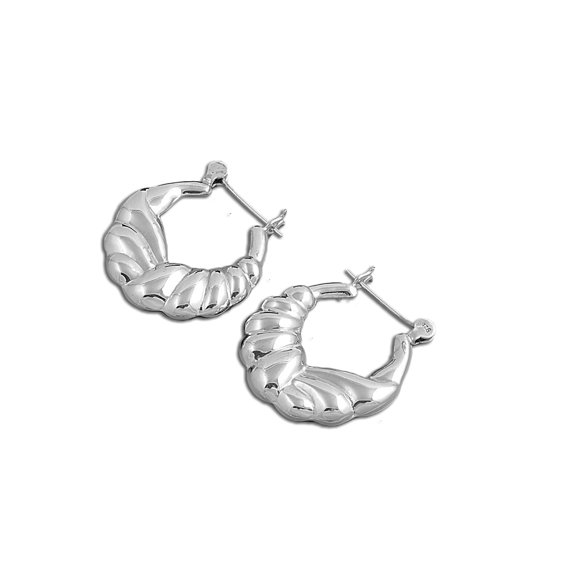 U-Shaped Shell Hollow Hoop Earrings Sterling Silver