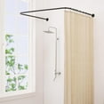 thumbnail image 1 of U Shaped Shower Curtain Rod, [Both Sides: 23.6"-52", Middle: 30"-46"] Adjustable U Shape Outdoor Shower Rod Corner Curtain Pole for Bathroom Bathtub with 12 Hooks & Ceiling Support, 1 of 16