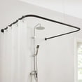 thumbnail image 1 of U Shaped Shower Curtain Rod, [Both Sides: 24"-52", Middle: 31"-47"] Adjustable U Shape Outdoor Corner Curtain Pole for Bathroom Bathtub with 12 Hooks & Ceiling Support - Matte Black, 1 of 8