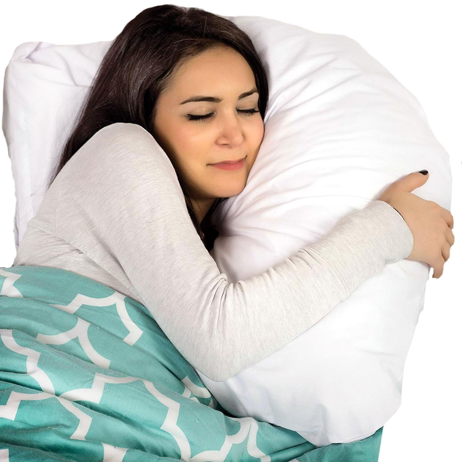 U-Shaped Side Sleeping Pillow for Neck and Shoulder Pain Relief with Ear Hole, Back, Hip, and Sciatica Support, Pregnancy Side Sleeper Pillow 30"x20"x6"