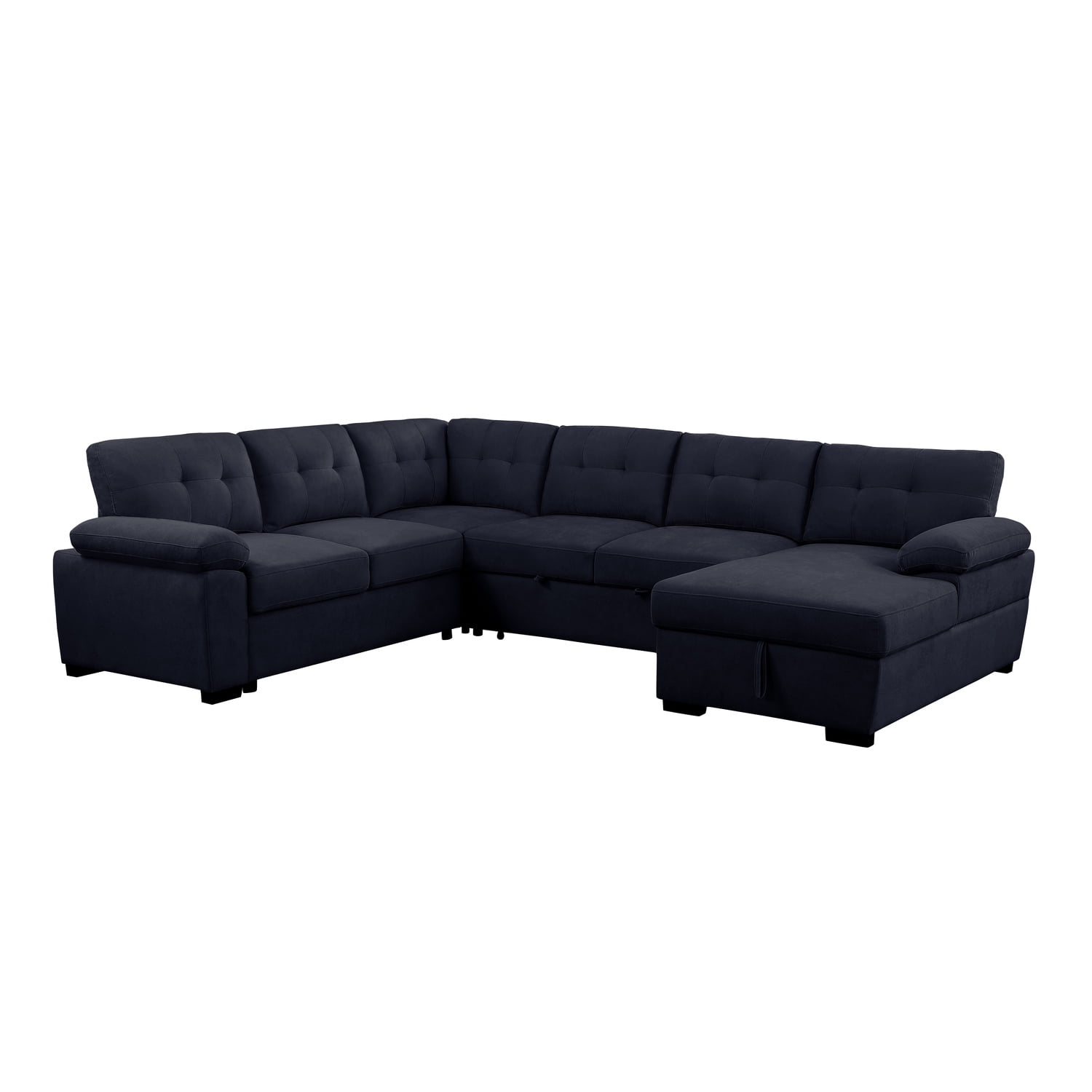 UShaped Sleeper Sectional Sofa Pull Out Bed Storage Chaise Seats 6 Sofabed