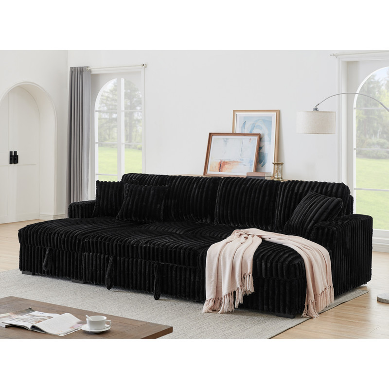 U Shaped Sleeper Sofa, 122 inch Overisze - 2 in 1 Pull Out Bed ...