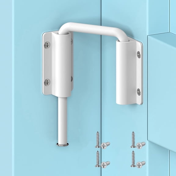 U-Shaped Sliding Door Loop Lock 1Pc, U Bolt Lock Anti-Theft Loop Bolt 90/180 Degree Multi-Angle Design, Rustproof Security Latch with Screws Stainless Steel Latch for Door, White, Topboutique