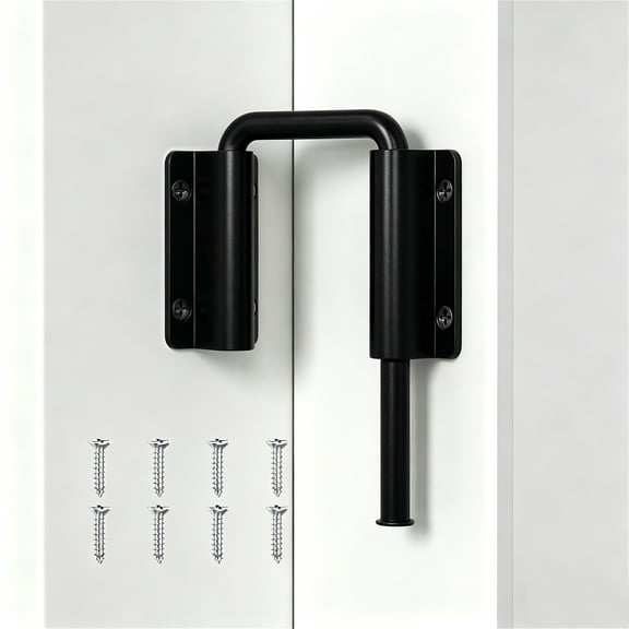 U-Shaped Sliding Door Security Latch Stainless Steel Lock 90/180 Degree Multi-Angle Loop Lock Rustproof Anti-Theft Bolt with Screws for Barn Patio Fence Closet Garage Garden Gate, 1 PC Black