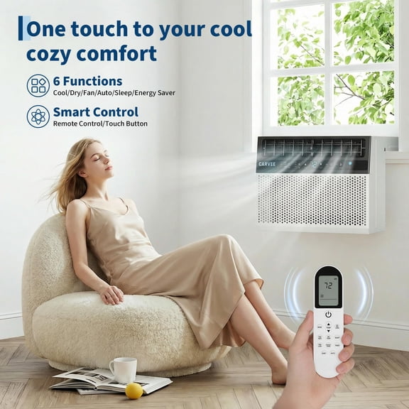U-Shaped Smart Inverter Window Air Conditioner – 8,000 BTU Ultra Quiet & Energy Efficient – Cools up to 450 Sq.Ft – 6 Modes, 24H Timer, Remote Control – Adjustable Depth, Open Window Flexibility