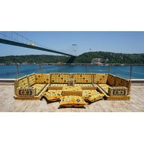 U Shaped Sofa Set, Yellow Modular Sectional Couch for Living Room, Arabic Floor Sofa Set, Moroccan Sofas, Turkish Sofa Seating