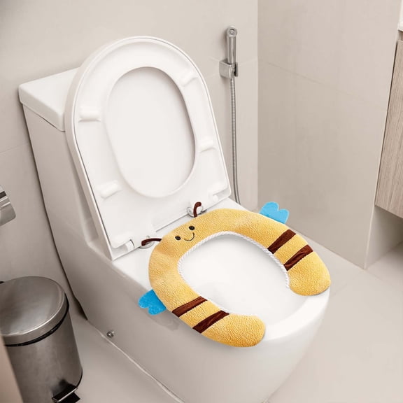 U-Shaped Soft Toilet Seat Cushion | Waterproof & Easy to Clean | Non-Slip Silicone Pad with Cute Polka Dot Pattern | Comfortable Bathroom Accessory for Kids & Seniors | 1-Pack