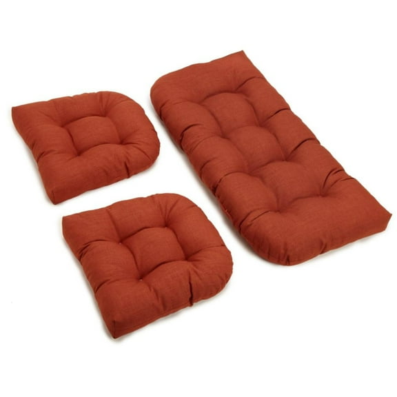 U-Shaped Spun Polyester Tufted Settee Cushion Set (Set of 3) - Cinnamon