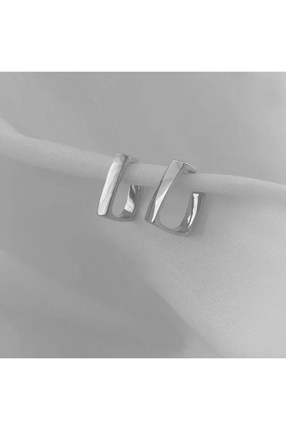 U-Shaped Square Hoop Earrings for Women Luxury Circle Earring Wedding Aesthetic Fashion Jewelry