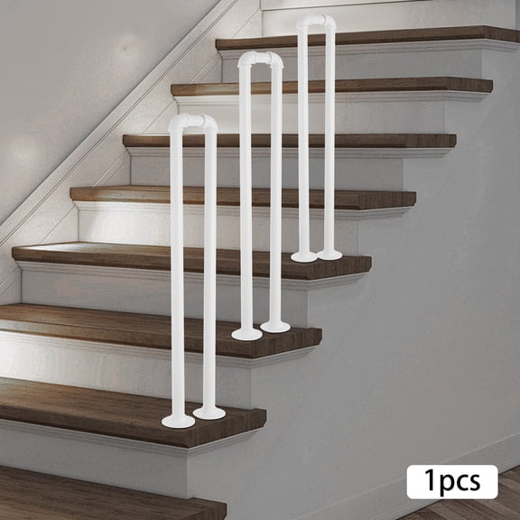 U-Shaped Stair Handrail, Metal White Decorative Railing for Stairs 7.87*33.46in