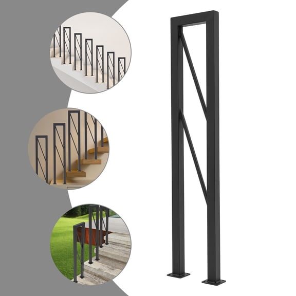 U-Shaped Stair Handrail, Rail Hand Rails for Outdoor & Indoor Steps, Free Standing Metal Handrail for Entrance Corridor Attic Garden Balcony, 6.7 * 33.5in, 1Pcs