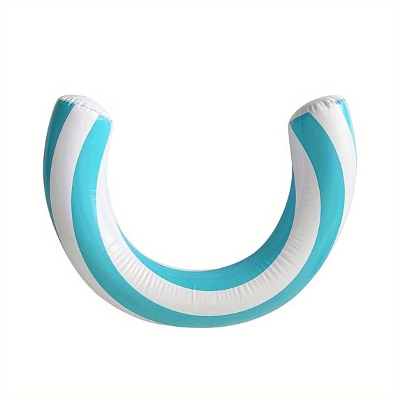 U-Shaped Striped Inflatable Float, Swimming Water Lounge Floating Raft Blue