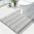 thumbnail image 1 of U Shaped Toilet Bath Rug, Luxury Chenille Contour Mat for Bathroom, Soft Comfortable Shaggy Commode Rug, Water Absorption, Non-Slip, Extra Thick, Machine Wash, 24.4 x 20 Inch, Silver Grey, 1 of 6