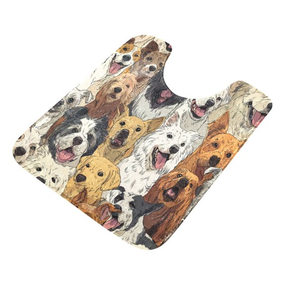 U-Shaped Toilet Mat Plush Bathroom Rug Mat Non Slip Bathroom Mats A Large Group Of Dogs