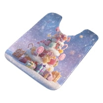 U-Shaped Toilet Mat Plush Bathroom Rug Mat Non Slip Bathroom Mats Christmas Tree Made Of Candy
