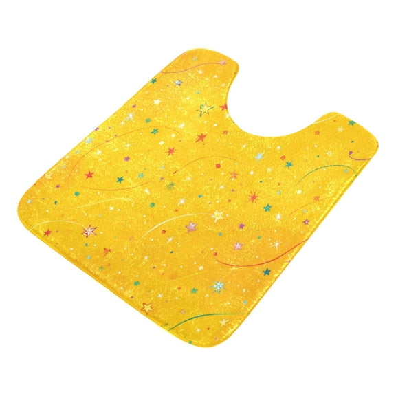 U-Shaped Toilet Mat Plush Bathroom Rug Mat Non Slip Bathroom Mats Confetti and Stars Scattered
