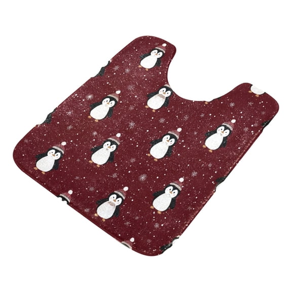 U-Shaped Toilet Mat Plush Bathroom Rug Mat Non Slip Bathroom Mats Cute Penguin Pattern