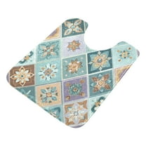 U-Shaped Toilet Mat Plush Bathroom Rug Mat Non Slip Bathroom Mats Intricate Blue Shape