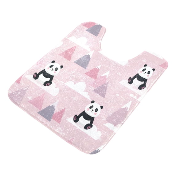 U-Shaped Toilet Mat Plush Bathroom Rug Mat Non Slip Bathroom Mats Panda and Clouds Pattern