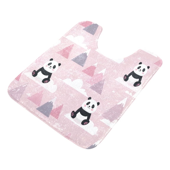 U-Shaped Toilet Mat Plush Bathroom Rug Mat Non Slip Bathroom Mats Panda and Clouds Pattern