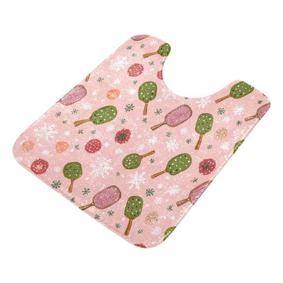 U-Shaped Toilet Mat Plush Bathroom Rug Mat Non Slip Bathroom Mats Snowflake Racket Pattern