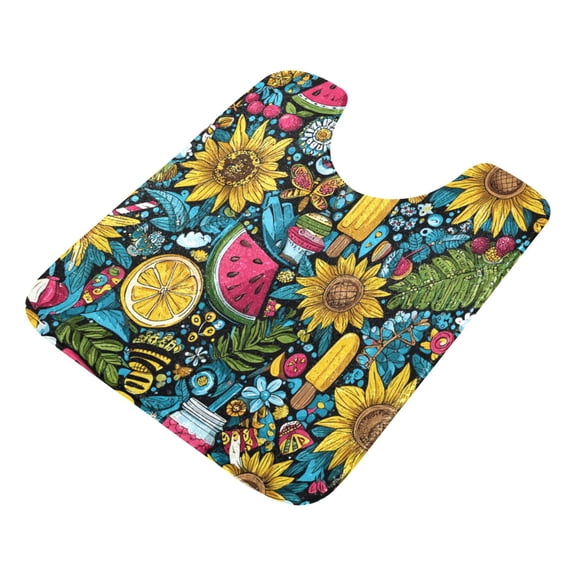 U-Shaped Toilet Mat Plush Bathroom Rug Mat Non Slip Bathroom Mats Vibrant and Colorful Graffiti Patterns