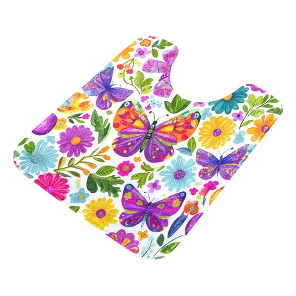 U-Shaped Toilet Mat Plush Bathroom Rug Mat Non Slip Bathroom Mats Vibrant and Lively Butterflies