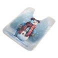 thumbnail image 1 of U-Shaped Toilet Mat Plush Bathroom Rug Mat Non Slip Bathroom Mats Watercolor-style Snowman Pattern, 1 of 5