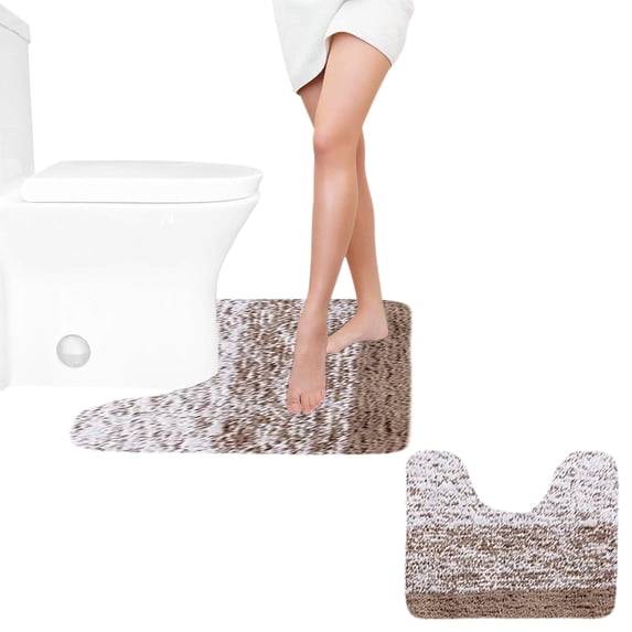 U-Shaped Toilet Mat, Plush Bathroom Rug, Super Absorbent and Non-Slip Backing, Machine Washable, for Bathroom Floor Comfort, Households