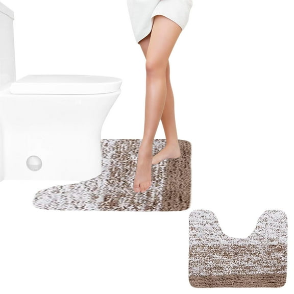 U Shaped Toilet Mats Absorbent Microfiber Plush Bath Mat Bathroom Rugs Soft Comfortable Absorption Non-Slide Thick Machines Washable Easier To Dry Dark, Contour Bathroom Mats for Toilet Base