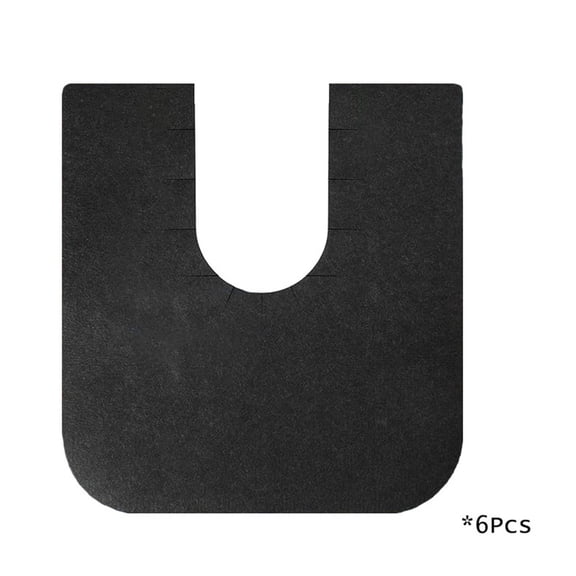 U-Shaped Toilet Training Mat, Washable Reusable Non-Slip Bathroom Floor Pad, 6 Pack Black Water Absorbent Toilet Commode Liners, for Potty Training Kids Elderly Care Bathroom Floor Protection