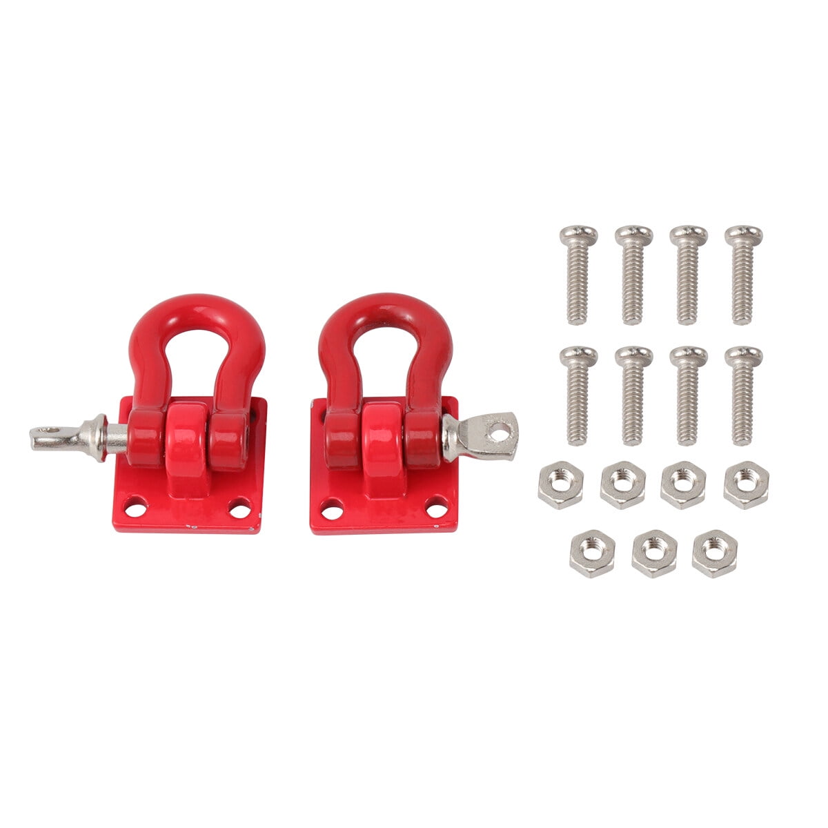 HomeSoGood RC Trailer Tow Hook & Chain Set - Metal Recovery Hooks For 1/10 Scale Crawlers (SCX10, D90, TF2) - Red