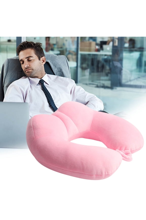U-Shaped Travel Neck Pillow with Hump Support - Lightweight & Breathable Microbead Cushion for Airplane, Car, Office - Compact Portable Design with Luggage Strap - Soft Stretchy Comfort for Adults