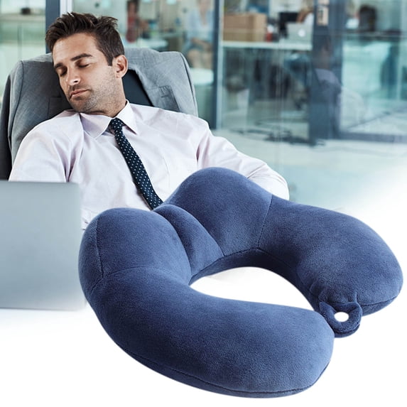 U-Shaped Travel Neck Pillow with Hump Support - Lightweight & Breathable Microbead Cushion for Airplane, Car, Office - Compact Portable Design with Luggage Strap - Soft Stretchy Comfort for Adults