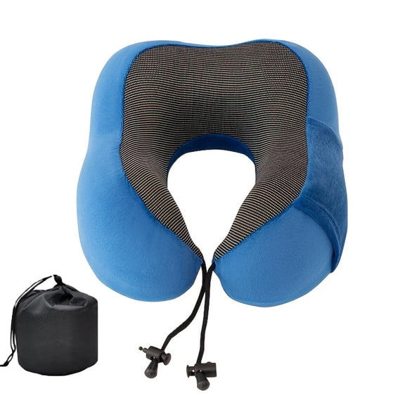 U-Shaped Travel Neck Pillow with Adjustable Drawstring Support for Airplane, Long Trip, Office Rest and Comfortable Upright Sleeping