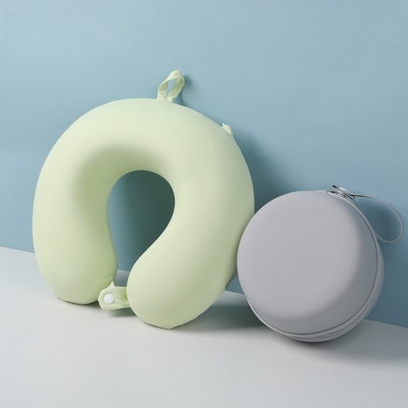 U-Shaped Travel Neck Pillow with Hood for Airplane Nap Privacy, Adjustable Support Cushion for Flights, Road Trips, Office and Train Rest