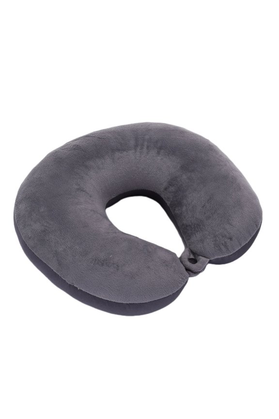 U-Shaped Travel Pillow for Neck Support - 360° Ergonomic C-Shaped Design | Memory Foam & Polyester | Black/Gray/Navy | 29x27x10cm (11.4x10x3.9in) | Inflatable for Airplane, Car & Office Naps