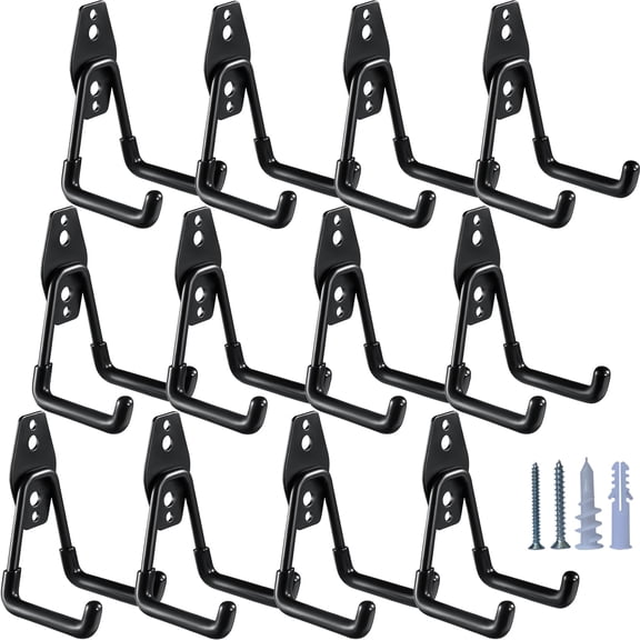 U Shaped Wall Mounted Storage Hooks 12 Pack 2.8 Inch Heavy Duty Garage Tool Organizer