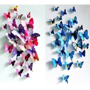 U-Shark  3D Butterfly Wall Decor, 48Pcs 3 Sizes 4 Colors, Removable Wall Stickers Butterfly Wall Decals for Party Decoration Kids Bedroom Wallpapers Decor Poster