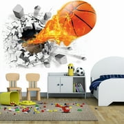 U-Shark 3D Self-Adhesive Flaming Basketball Wall Decals