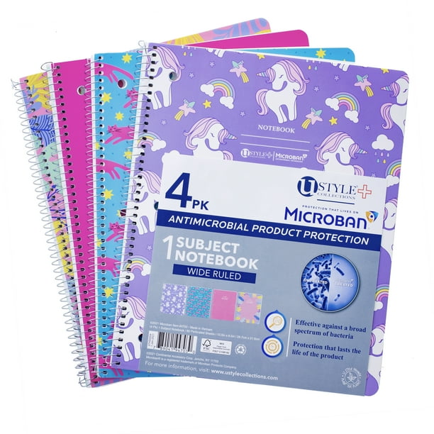 U Style Antimicrobial 1 Subject Notebook with Microban®, 80 Sheets