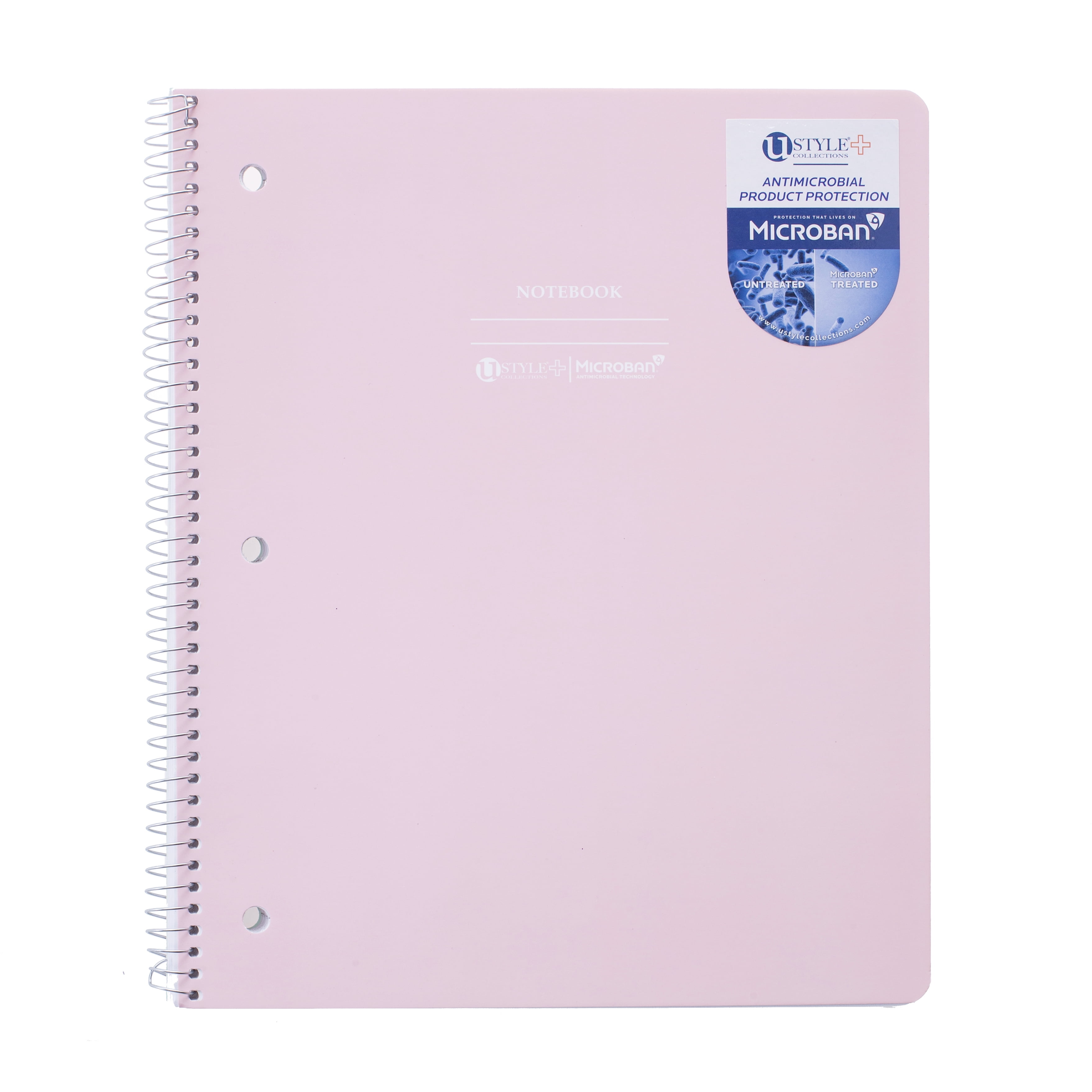 U Style Antimicrobial 1 Subject Notebook with Microban®, CR 80sh, Pink