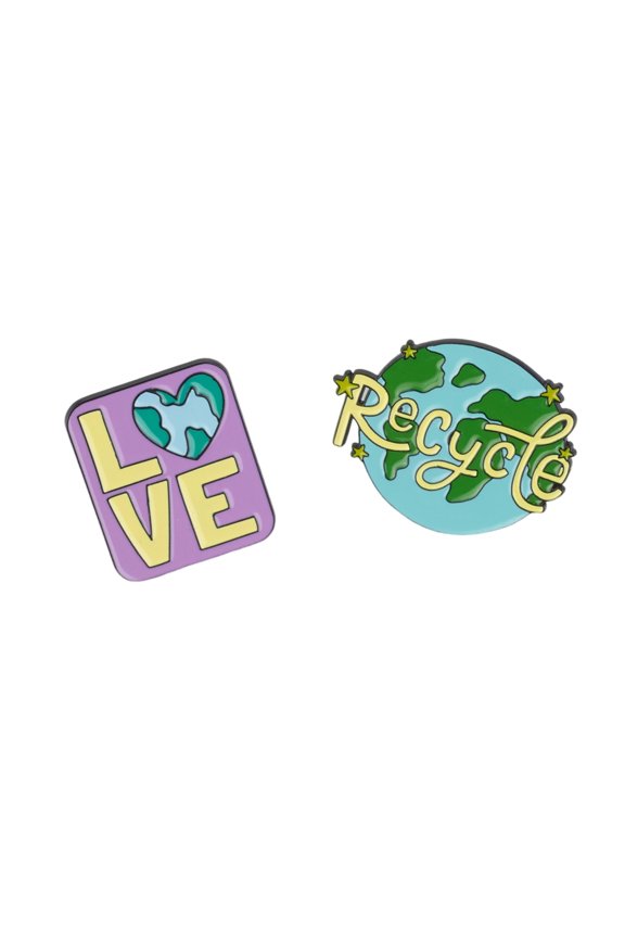 Backpack Pins, Multicolor Love/Recycle Theme, Set of 2