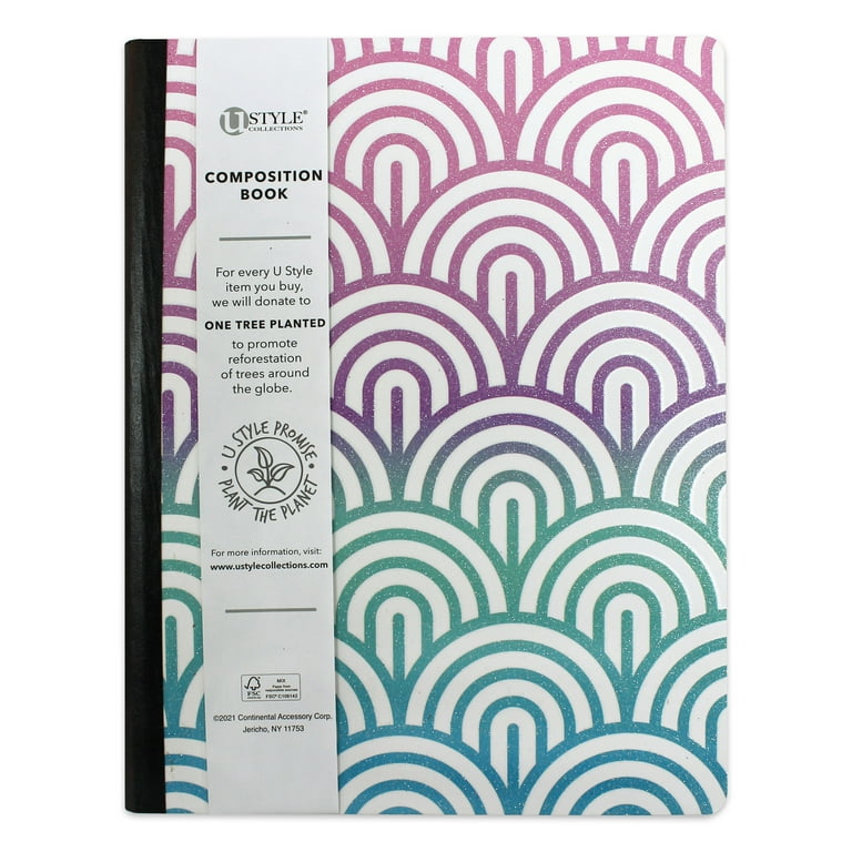 Notebook: Sparkle White Glitter Composition Book 7.5 x 9.25 100 College  Ruled Pages